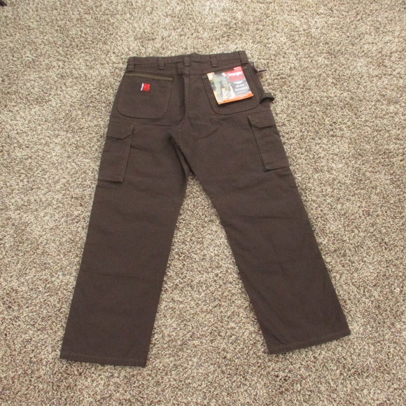 Wrangler Riggs Pants Men's 34x32 Brown Ranger Cargo Ripstop Relaxed Work Wear - Picture 2 of 10